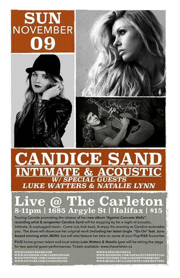 NOV 9 – Natalie Lynn/Luke Watters/Candice Sand @ The Carleton